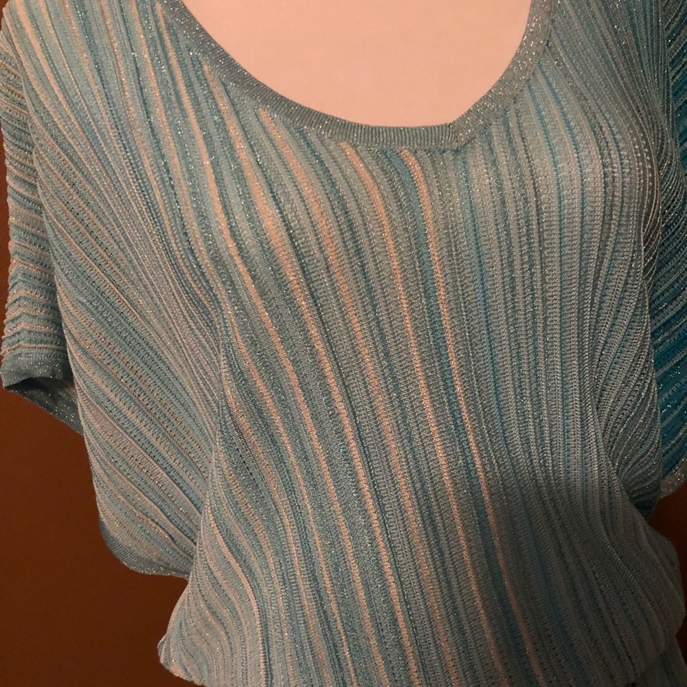 Tiffany Blue and White Top - Picture 3 of 3
